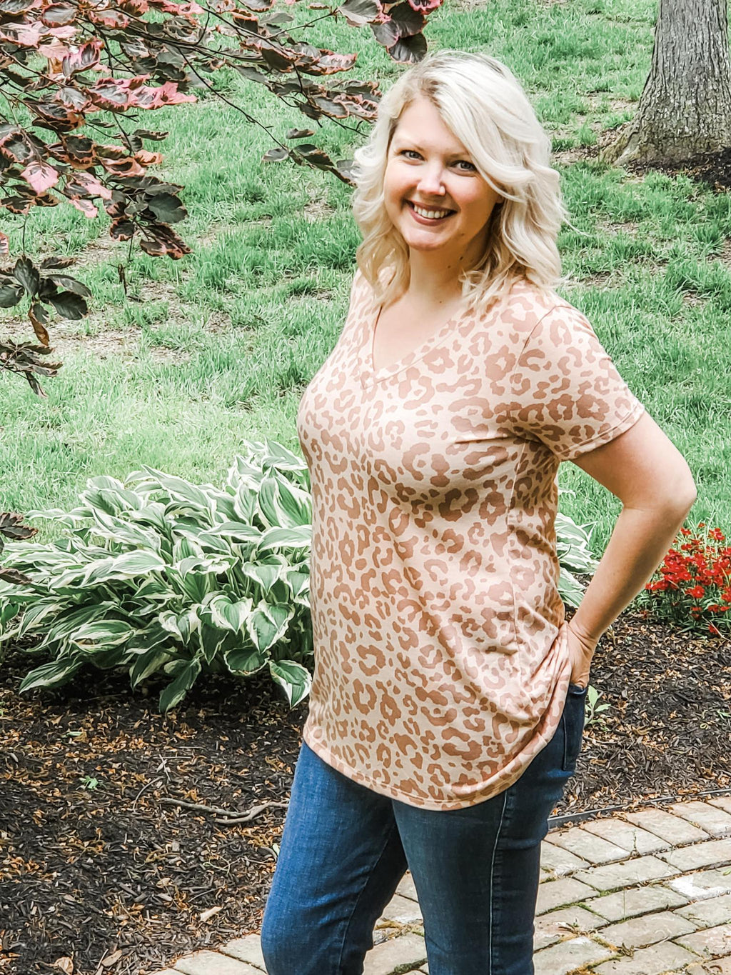 Blush Leopard Tee Reg/Plus