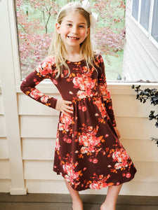 Floral Midi Dress-Kids