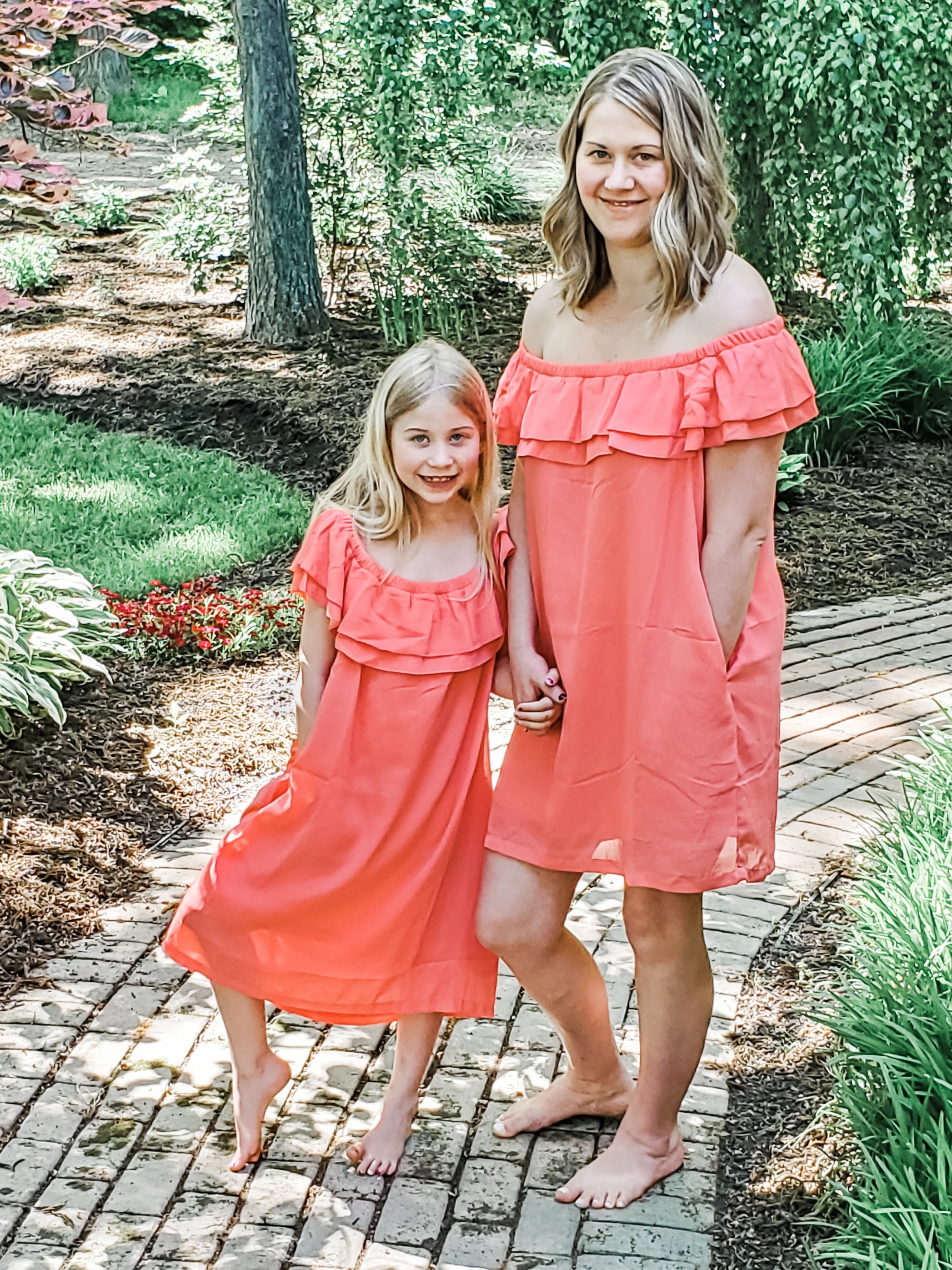 Coral Off Shoulder Dress