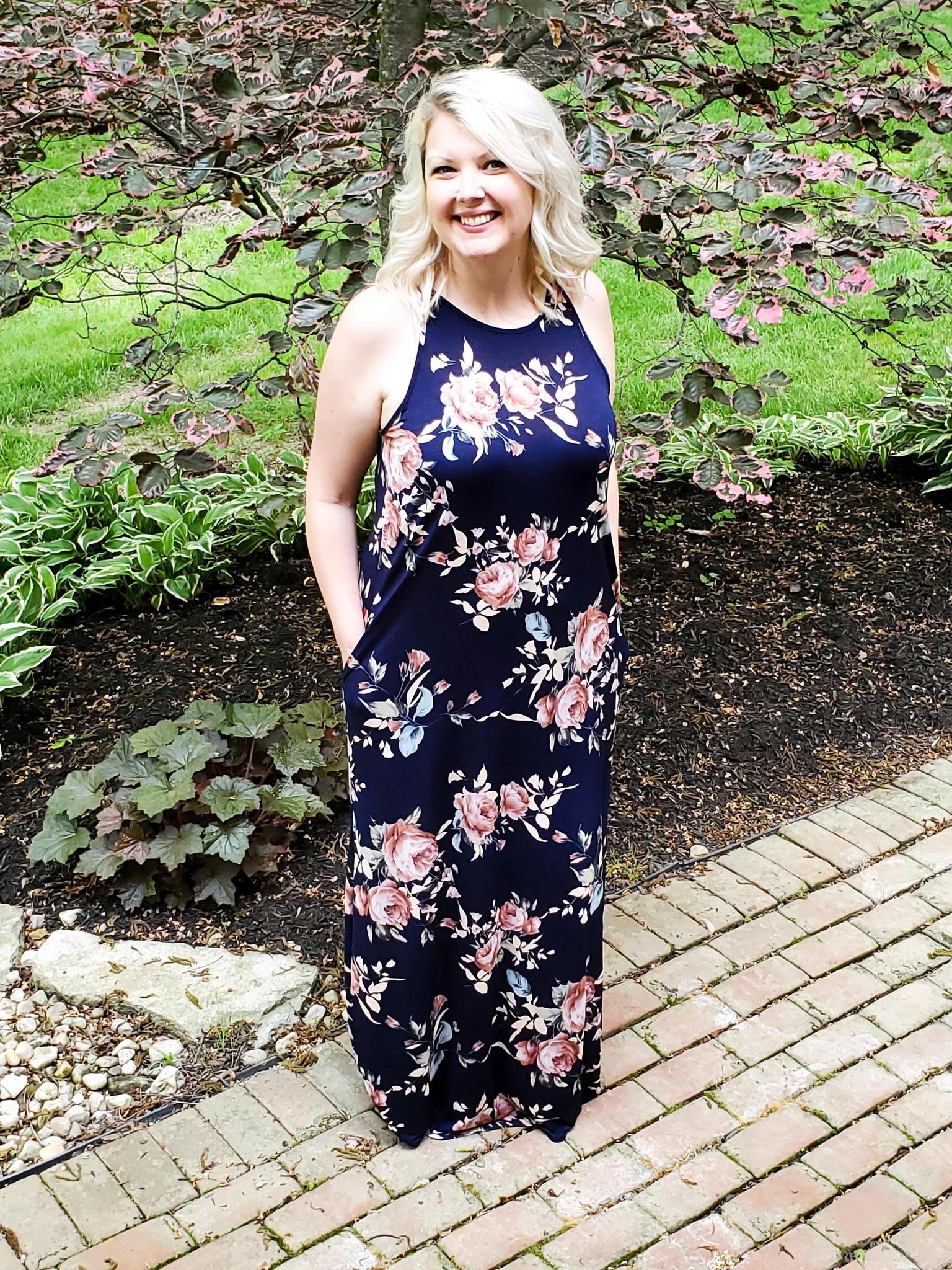 Navy Floral Maxi Reg/Plus