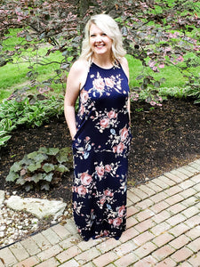 Navy Floral Maxi Reg/Plus